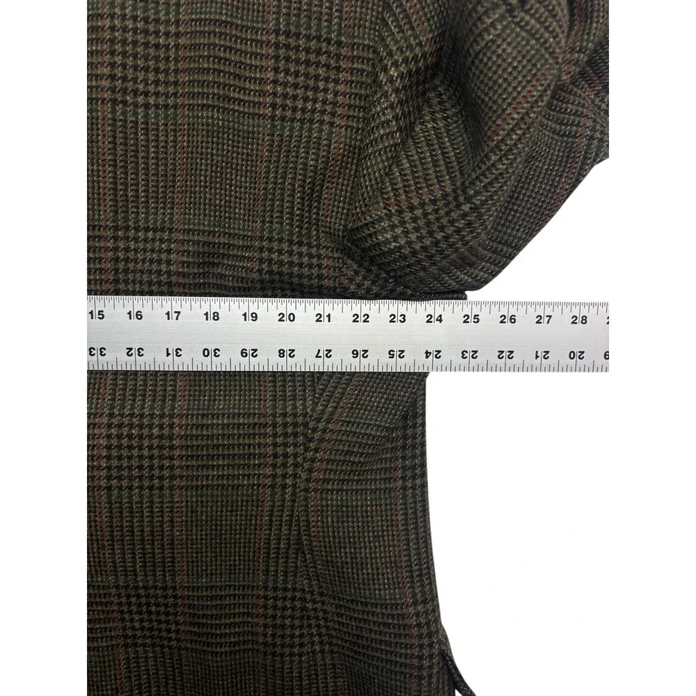 vtg Tommy Hilfiger 46S Olive Green Plaid Tweed Blazer Jacket Sport Coat USA Wool